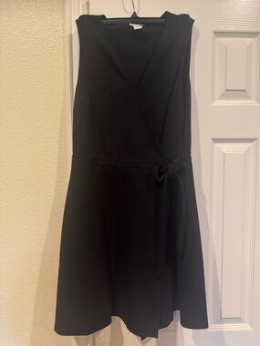 J. Crew Black Sleeveless Wrap Midi Dress
